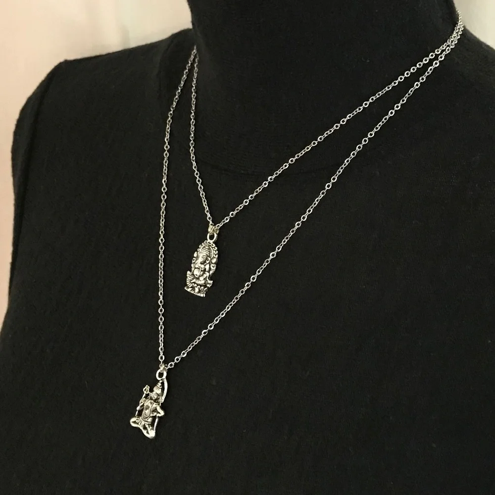 Hindu Ganesha & Shiva Handmade 2-Layer Silver Necklace - Picture 5 of 15